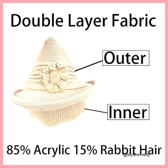 Vintage Cloche Bucket Hat, 85% Acrylic 15% Rabbit Hair, Crushable